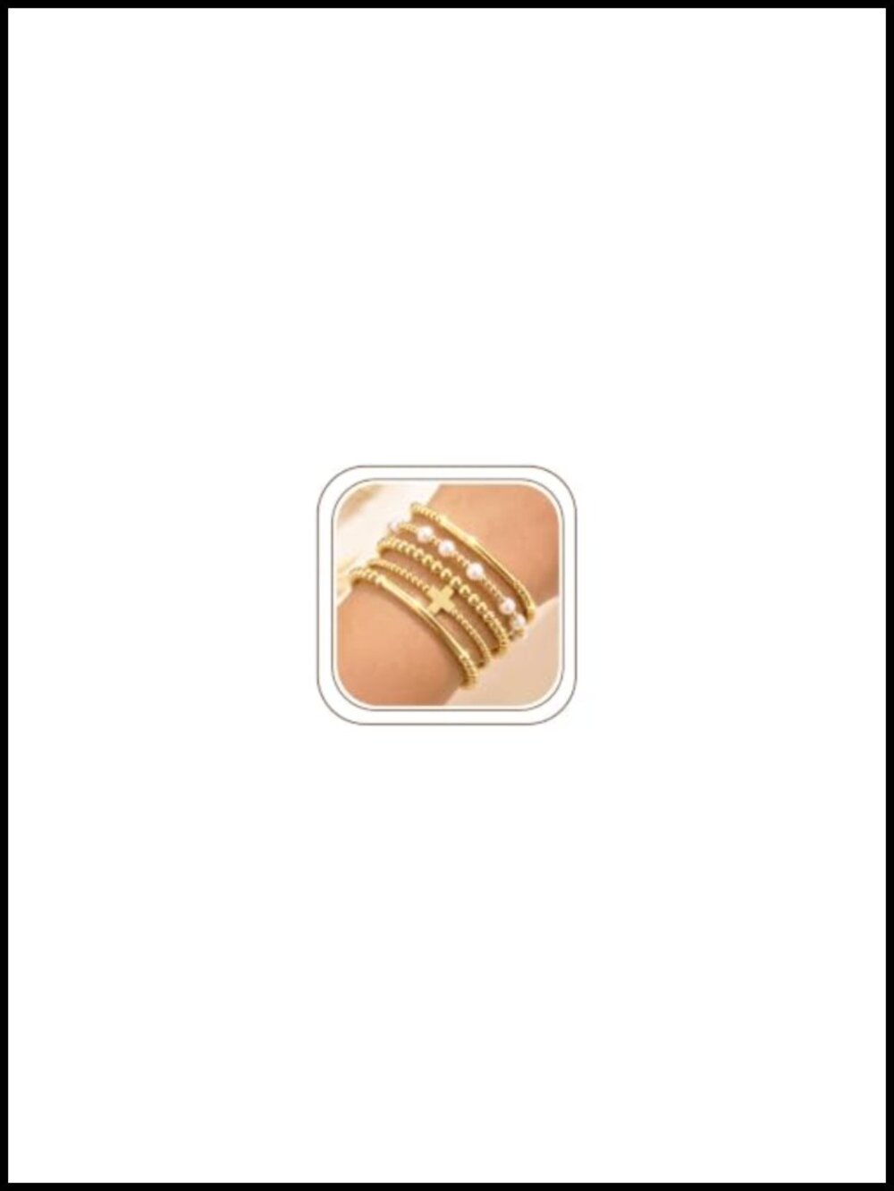 14K Gold Plated Stretch Bead Bracelets Set of 5 for Women